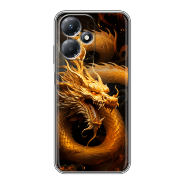 Силиконовый чехол на Infinix Hot 30 Play с принтом Золотой дракон