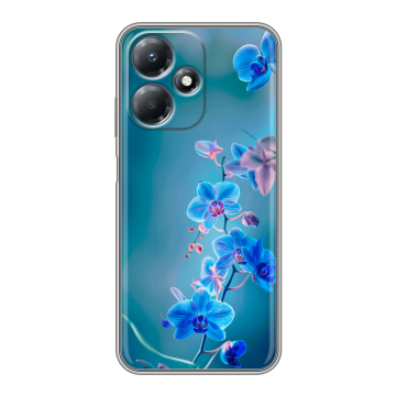 Силиконовый чехол на Infinix Hot 30 Play с принтом Голубые цветы