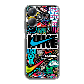 Силиконовый чехол на Infinix Hot 30 Play с принтом найк nike черный