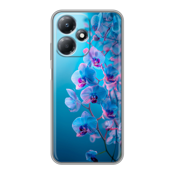 Силиконовый чехол на Infinix Hot 30 Play с принтом голубые орхидеи