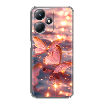 Силиконовый чехол на Infinix Hot 30 Play с принтом бабочки розовые