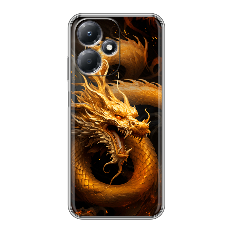 Силиконовый чехол на Infinix Hot 30 Play с принтом Золотой дракон Силиконовый чехол на Infinix Hot 30 Play с принтом Золотой дракон