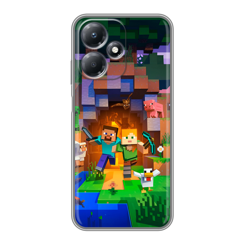 Силиконовый чехол на Infinix Hot 30 Play с принтом Майнкрафт Minecraft Силиконовый чехол на Infinix Hot 30 Play с принтом Майнкрафт Minecraft