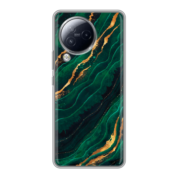 Силиконовый чехол на Xiaomi Civi 3 с принтом Мрамор зеленое золото