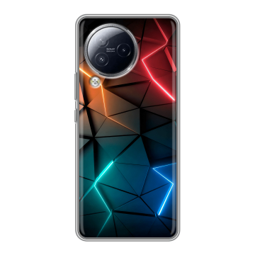Силиконовый чехол на Xiaomi Civi 3 с принтом Абстракция неон