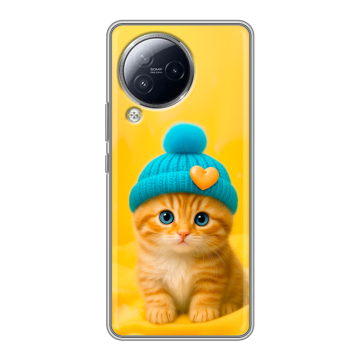 Силиконовый чехол на Xiaomi Civi 3 с принтом Котенок в шапке