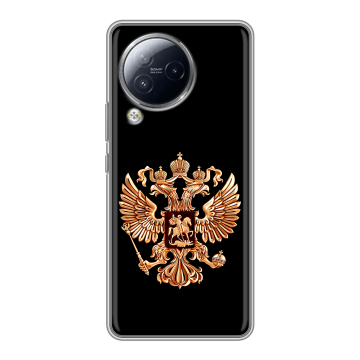 Силиконовый чехол на Xiaomi Civi 3 с принтом Герб России золотой