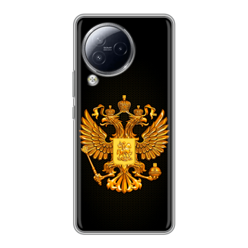 Силиконовый чехол на Xiaomi Civi 3 с принтом Герб России желтый