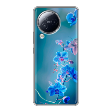 Силиконовый чехол на Xiaomi Civi 3 с принтом Голубые цветы