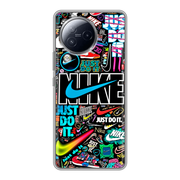 Силиконовый чехол на Xiaomi Civi 3 с принтом найк nike черный