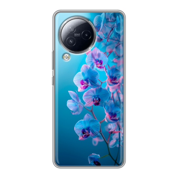 Силиконовый чехол на Xiaomi Civi 3 с принтом голубые орхидеи