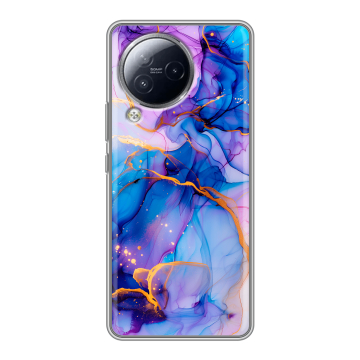 Силиконовый чехол на Xiaomi Civi 3 с принтом синий мрамор