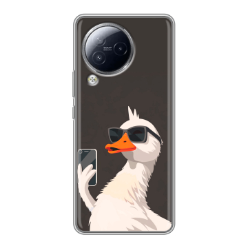 Силиконовый чехол на Xiaomi Civi 3 с принтом утка в очках