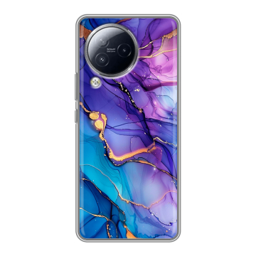 Силиконовый чехол на Xiaomi Civi 3 с принтом синий мрамор