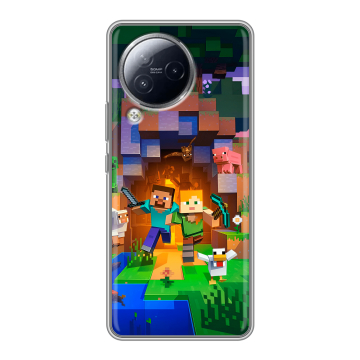 Силиконовый чехол на Xiaomi Civi 3 с принтом Майнкрафт Minecraft