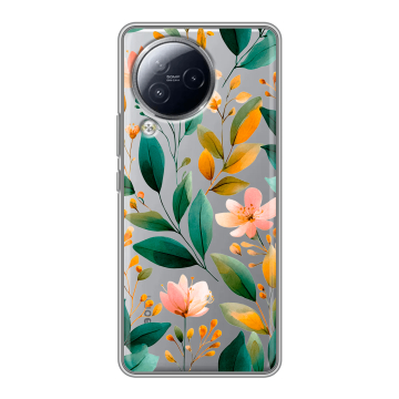 Силиконовый чехол на Xiaomi Civi 3 с принтом Цветы паттерн Силиконовый чехол на Xiaomi Civi 3 с принтом Цветы паттерн