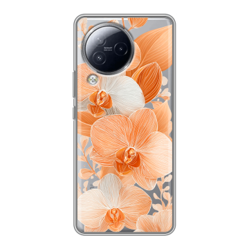 Силиконовый чехол на Xiaomi Civi 3 с принтом Бежевые цветы Силиконовый чехол на Xiaomi Civi 3 с принтом Бежевые цветы