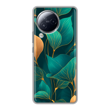 Силиконовый чехол на Xiaomi Civi 3 с принтом Листья и золото Силиконовый чехол на Xiaomi Civi 3 с принтом Листья и золото