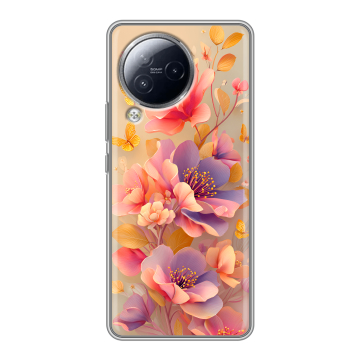 Силиконовый чехол на Xiaomi Civi 3 с принтом Цветы и бабочки Силиконовый чехол на Xiaomi Civi 3 с принтом Цветы и бабочки