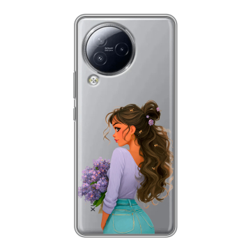 Силиконовый чехол на Xiaomi Civi 3 с принтом девушка цветы Силиконовый чехол на Xiaomi Civi 3 с принтом девушка цветы