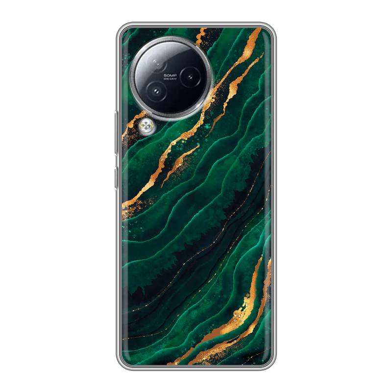 Силиконовый чехол на Xiaomi Civi 3 с принтом Мрамор зеленое золото Силиконовый чехол на Xiaomi Civi 3 с принтом Мрамор зеленое золото