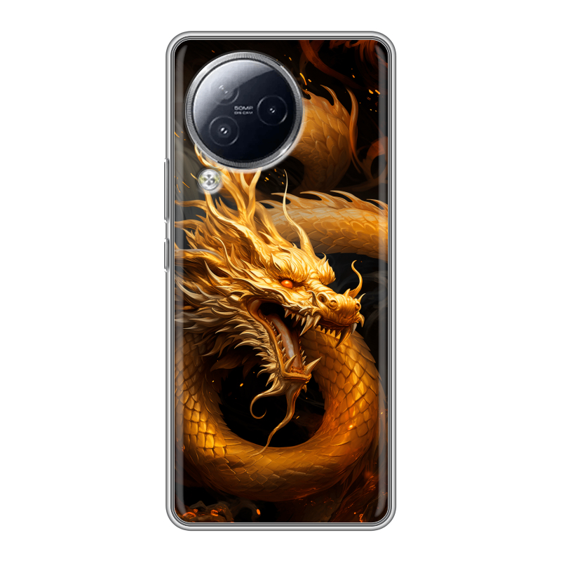 Силиконовый чехол на Xiaomi Civi 3 с принтом Золотой дракон Силиконовый чехол на Xiaomi Civi 3 с принтом Золотой дракон