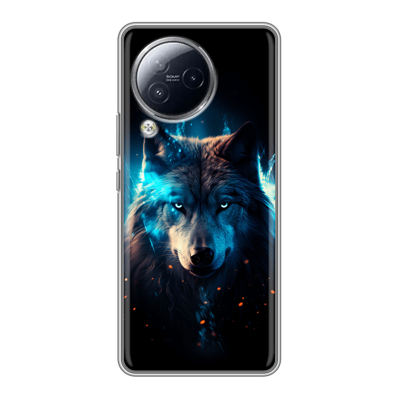 Силиконовый чехол на Xiaomi Civi 3 с принтом Волк ночной Силиконовый чехол на Xiaomi Civi 3 с принтом Волк ночной