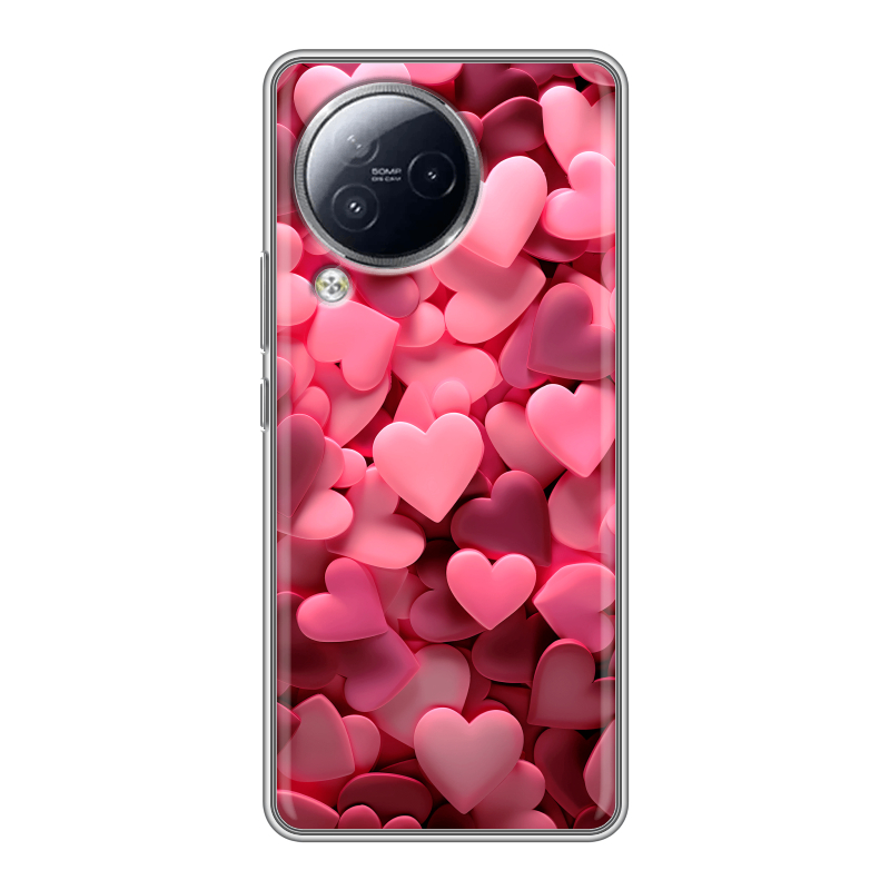 Силиконовый чехол на Xiaomi Civi 3 с принтом розовые сердечки Силиконовый чехол на Xiaomi Civi 3 с принтом розовые сердечки