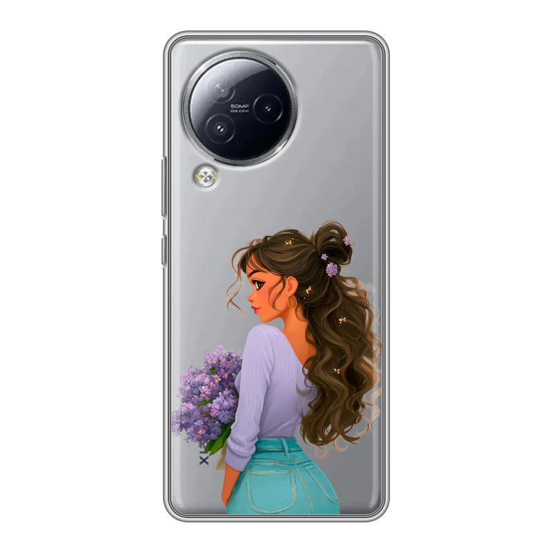 Силиконовый чехол на Xiaomi Civi 3 с принтом девушка цветы Силиконовый чехол на Xiaomi Civi 3 с принтом девушка цветы