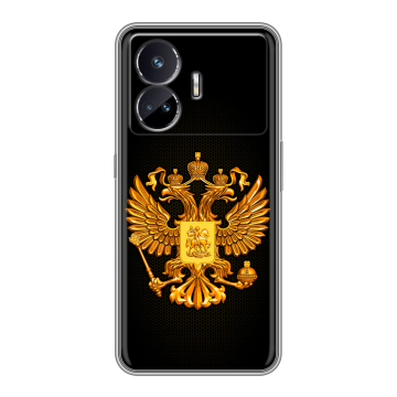 Силиконовый чехол на Realme GT Neo 5 SE с принтом Герб России желтый