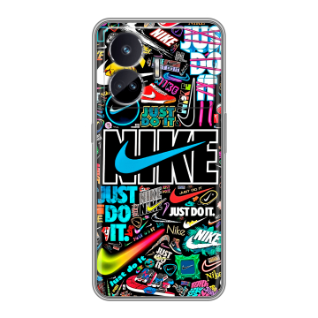 Силиконовый чехол на Realme GT Neo 5 SE с принтом найк nike черный