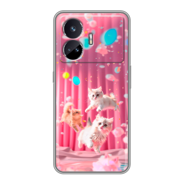 Силиконовый чехол на Realme GT Neo 5 SE с принтом милые котики Силиконовый чехол на Realme GT Neo 5 SE с принтом милые котики