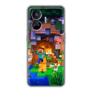 Силиконовый чехол на Realme GT Neo 5 SE с принтом Майнкрафт Minecraft