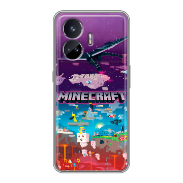 Силиконовый чехол на Realme GT Neo 5 SE с принтом Майнкрафт Minecraft