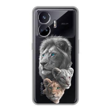 Силиконовый чехол на Realme GT Neo 5 SE с принтом Львы Силиконовый чехол на Realme GT Neo 5 SE с принтом Львы
