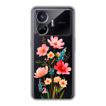 Силиконовый чехол на Realme GT Neo 5 SE с принтом Цветы Силиконовый чехол на Realme GT Neo 5 SE с принтом Цветы