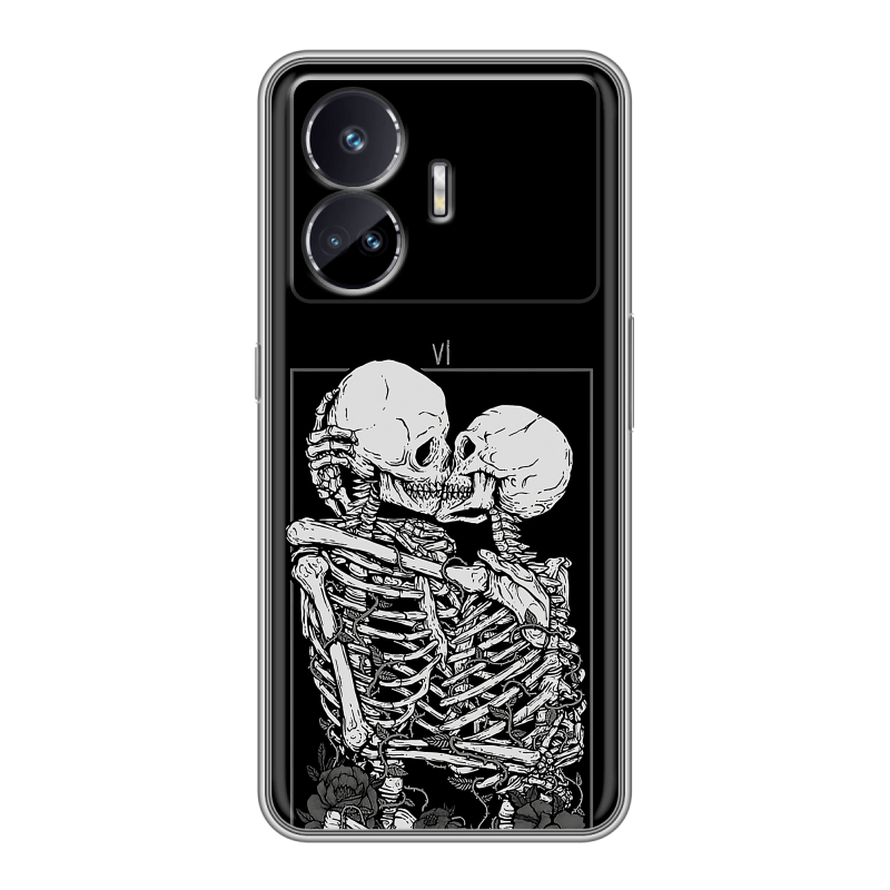 Силиконовый чехол на Realme GT Neo 5 SE с принтом Поцелуй скелетов Силиконовый чехол на Realme GT Neo 5 SE с принтом Поцелуй скелетов