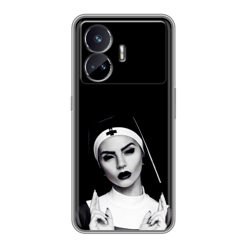 Силиконовый чехол на Realme GT Neo 5 SE с принтом монашка Силиконовый чехол на Realme GT Neo 5 SE с принтом монашка