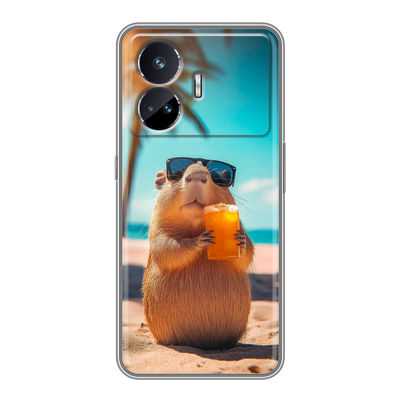 Силиконовый чехол на Realme GT Neo 5 SE с принтом Капибара Силиконовый чехол на Realme GT Neo 5 SE с принтом Капибара