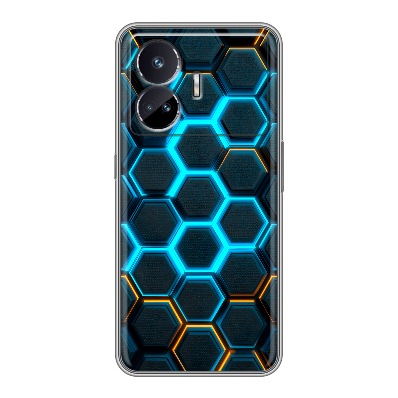 Силиконовый чехол на Realme GT Neo 5 SE с принтом Неоновые соты Силиконовый чехол на Realme GT Neo 5 SE с принтом Неоновые соты