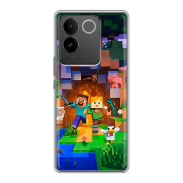 Силиконовый чехол на Vivo S17e с принтом Майнкрафт Minecraft Силиконовый чехол на Vivo S17e с принтом Майнкрафт Minecraft