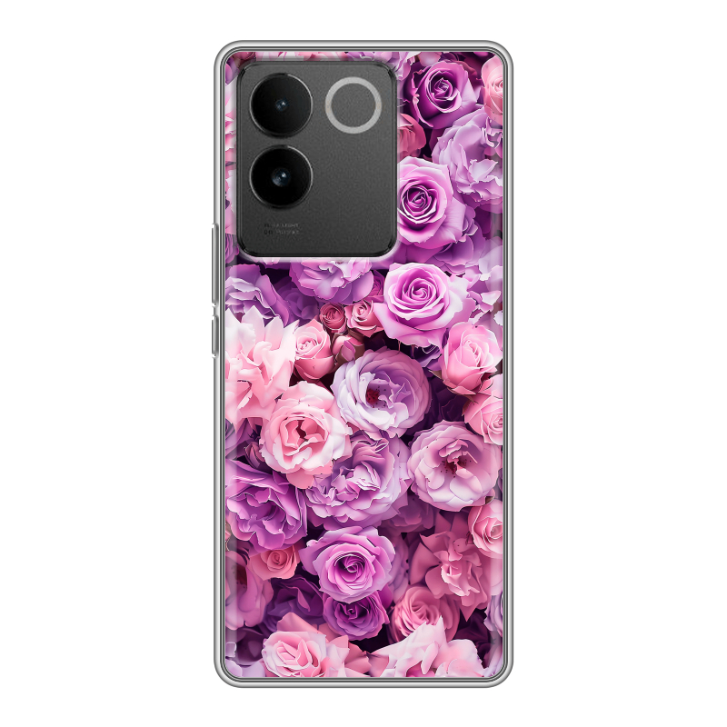 Силиконовый чехол на Vivo S17e с принтом лавандовые розы Силиконовый чехол на Vivo S17e с принтом лавандовые розы