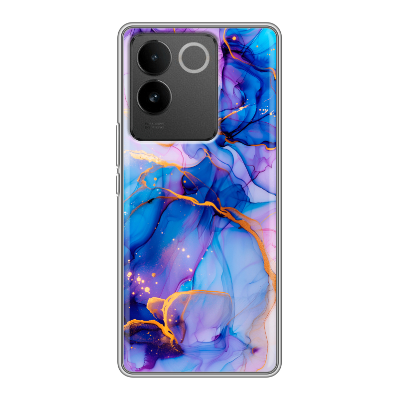 Силиконовый чехол на Vivo S17e с принтом синий мрамор Силиконовый чехол на Vivo S17e с принтом синий мрамор