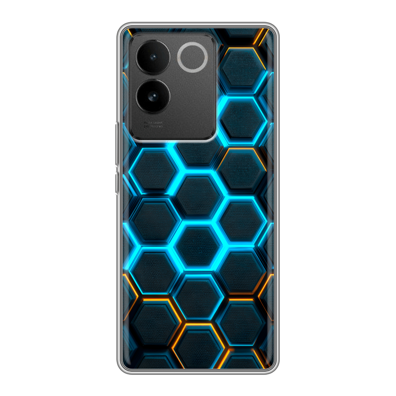 Силиконовый чехол на Vivo S17e с принтом Неоновые соты Силиконовый чехол на Vivo S17e с принтом Неоновые соты