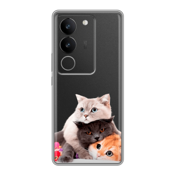 Силиконовый чехол на Vivo S17 с принтом Кошки Силиконовый чехол на Vivo S17 с принтом Кошки