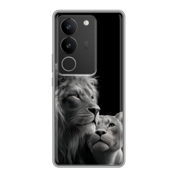 Силиконовый чехол на Vivo S17 с принтом Лев кошки