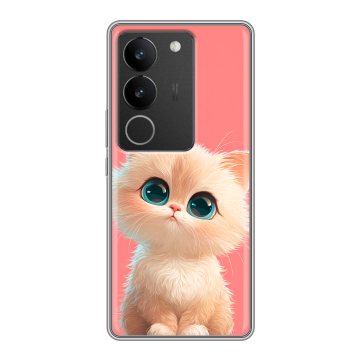 Силиконовый чехол на Vivo S17 с принтом Розовый котенок