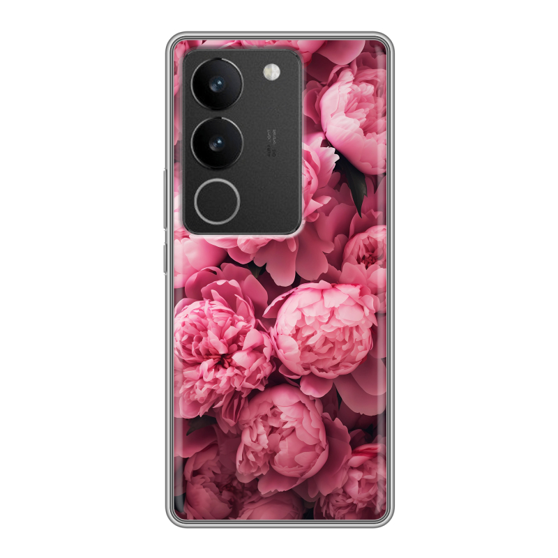 Силиконовый противоударный чехол на Vivo S17 с принтом цветы пионы Силиконовый противоударный чехол на Vivo S17 с принтом цветы пионы