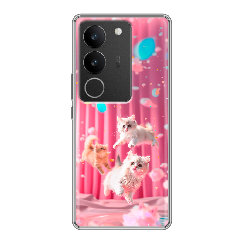 Силиконовый чехол на Vivo S17 с принтом милые котики Силиконовый чехол на Vivo S17 с принтом милые котики