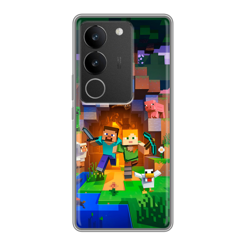 Силиконовый чехол на Vivo S17 с принтом Майнкрафт Minecraft Силиконовый чехол на Vivo S17 с принтом Майнкрафт Minecraft